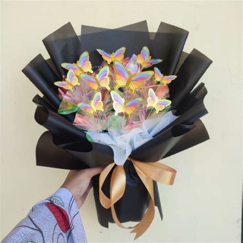 Jual Buket Kupu Kupu Free Led Butterfly Bouquet Flower Bouquet Buket Wisuda Tunangan