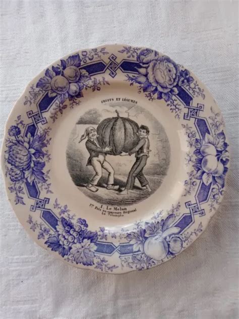 Assiettes Parlantes Faience Hb Choisy Le Roi Serie Fruits Et Legumes