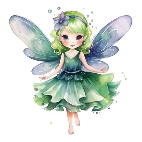 2 Cute Fairies Watercolor Clipart Png Digital Download Fairy Etsy