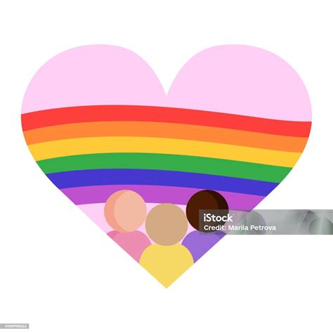 Emblem For Lgbt Pride Month Concept In Flat Style Heart Shape With A