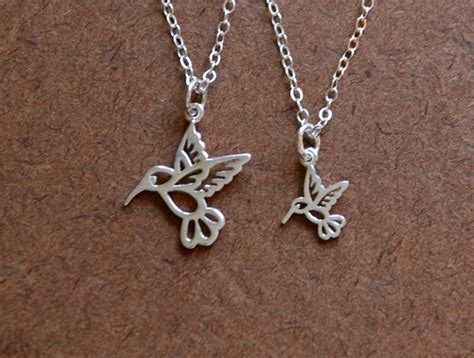 Mother And Daughter Sterling Silver Hummingbird Necklaces Etsy