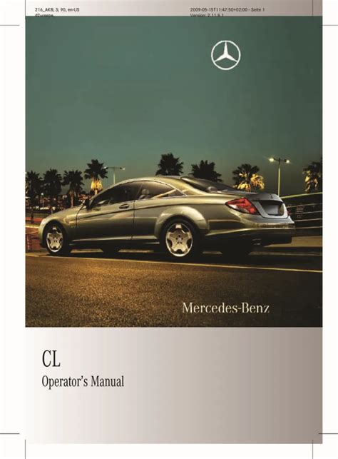 2010 Mercedes Benz Cl Class Owners Manual Free Pdf