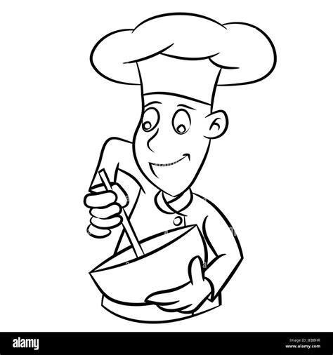 Hand Drawn Sketch Of Chef Isolated Black And White Cartoon Vector