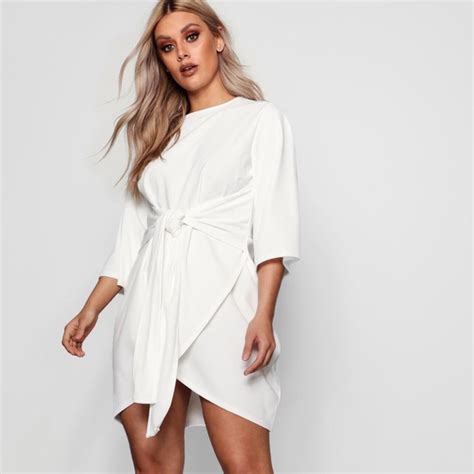 Boohoo Plus Dresses Nwt Plus Boohoo White Kimono Tie Waist Wrap