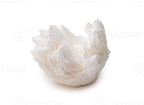 Single Screwed Or Crumpled Tissue Paper Or Napkin In Strange Shape