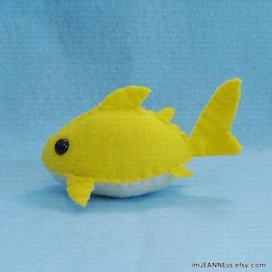 Lemon Shark Plush MADE TO ORDER Cute Yellow Shark, Kawaii Fruit Fish, Baby Pretend Play Squeaky ...