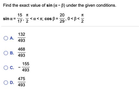 Answered Find The Exact Value Of Sin A B Bartleby