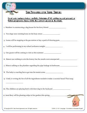 Form and Use of Progressive Verb Tenses | Fourth Grade English ...