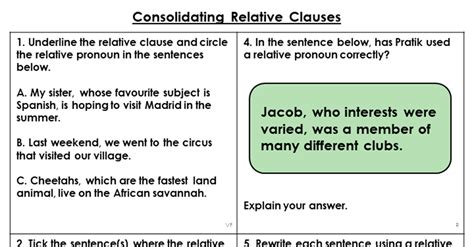 Free Year 6 Consolidating Relative Clauses Lesson Classroom Secrets