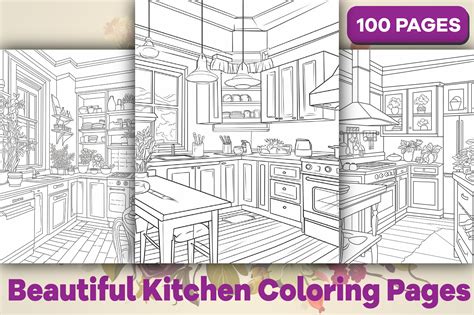 Beautiful Kitchen Coloring Pages Adults Graphic By Kohinoor Design