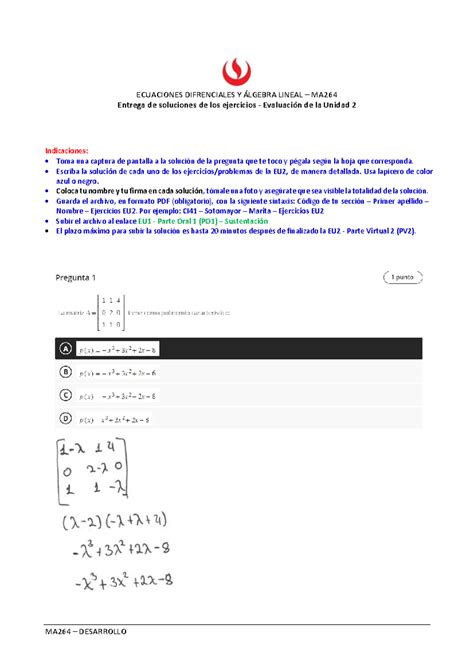 Evaluacion De La Unidad Ecua Diff Ecuaciones Difrenciales Y Lgebra