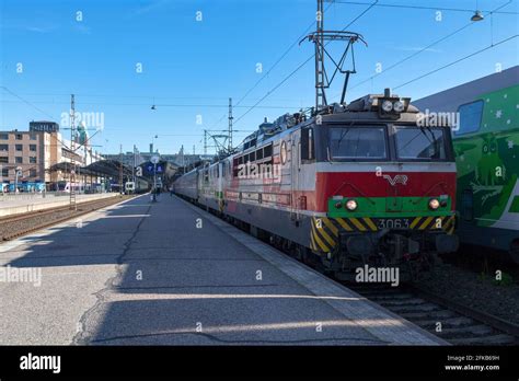 Helsinki, Finland - June 18 2019: A train operated by VR Group at ...