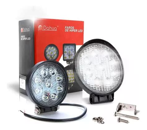 Par Faros Hiper Led W Redondos Auxiliar Fijo Y Estrobo