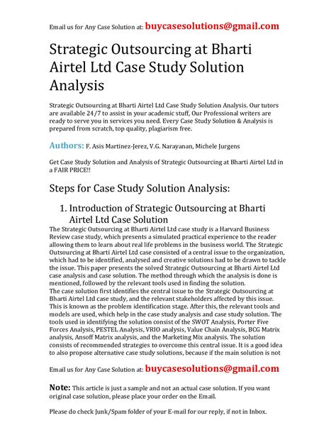 Calaméo Strategic Outsourcing At Bharti Airtel Ltd Case Study