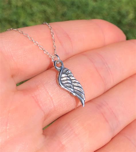 Sterling Silver Wing Necklace Guardian Angel Necklace Wing Pendant