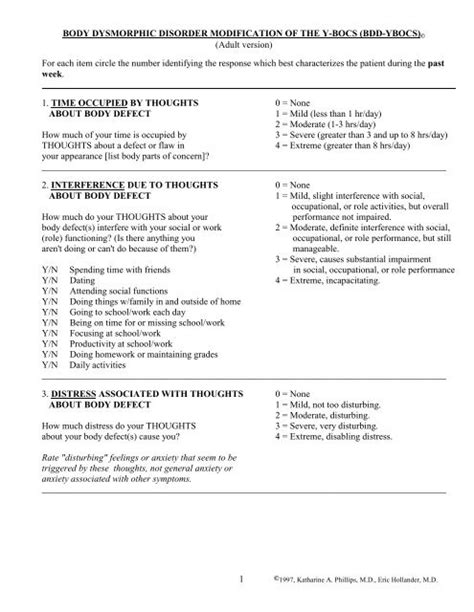 YBOCS Yale Brown Obsessive Compulsive Scale For OCD PDF 51 OFF