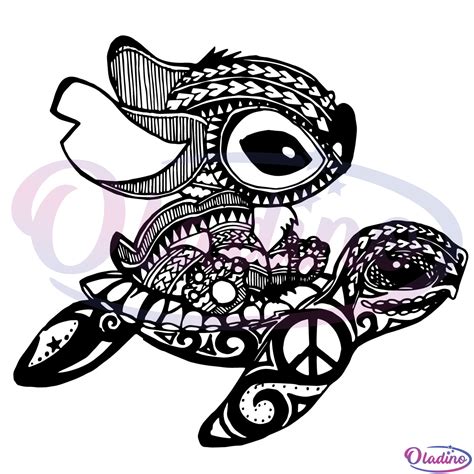 Stitch And Turtle Svg Mandala Svg Turtle Svg Stitch Svg Peace Sign ...