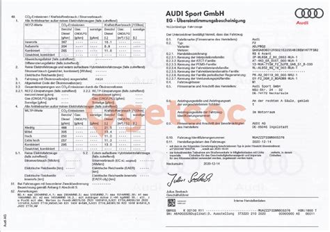 Certificat de Conformité Audi COC Audi Officiel GetCOC