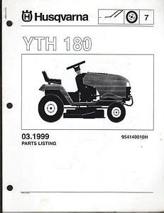 Husqvarna Yth Riding Lawn Garden Tractor Mower Parts Manual