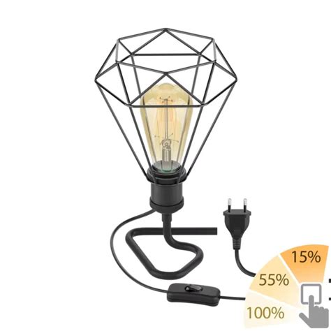 LAMPE DE TABLE RETRA Interrupteur Noir Abat Jour En Forme De Cage