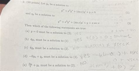 Solved 2 10 Points Let Yh Be A Solution To