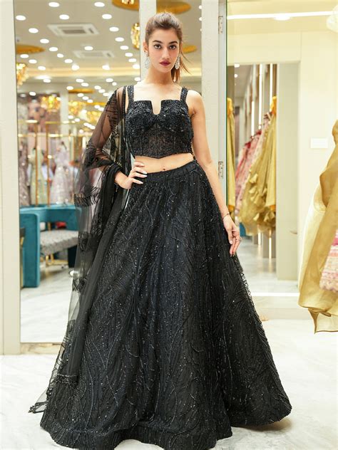 Black Sequined Lehenga Set Tirumala Designers