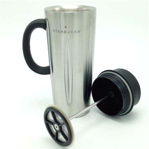 Starbucks Barista Solo Stainless Steel French Press Travel Coffee Mug