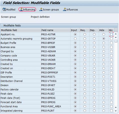 Define Field Selections For Work Breakdown Structure