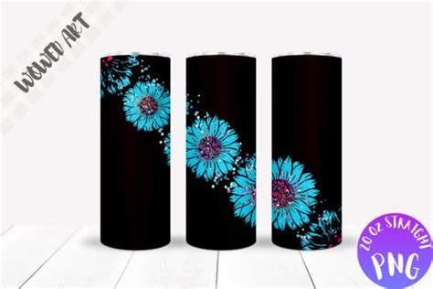 Glitter Flowers Oz Skinny Tumbler Wrap Graphic By Wowed Art