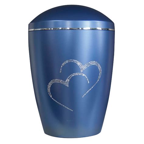 Seaton Hearts Swarovski Crystal Adult Cremation Ashes Urn Blue Cremationurnsdirect