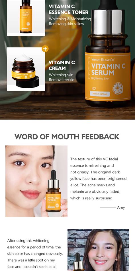 VIBRANT GLAMOUR Vitamin C Face Serum Whitening Dark Spots Freckles Skin