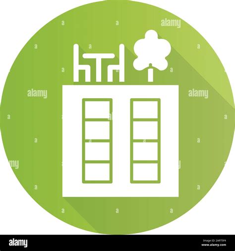 Rooftop Deck Green Flat Design Long Shadow Glyph Icon Panoramic