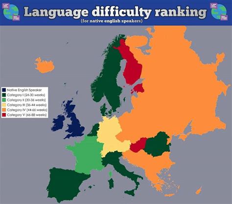 Language Difficulty Ranking For Native English Speakers Source Random Maps1 On Instagram