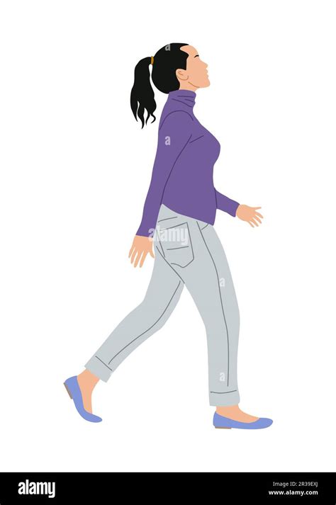 Young Woman Walking Side View Vector Isolated Stock Vector Image And Art