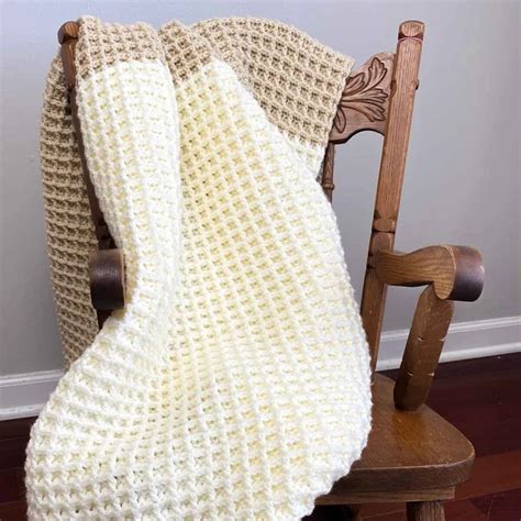 Crochet Waffle Stitch Blanket Pattern Easy Waffle Stitch Afghan Pattern