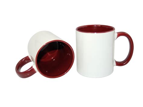 11oz Inner Rim Color Mug Maroon 36 Case BestSub Sublimation Blanks