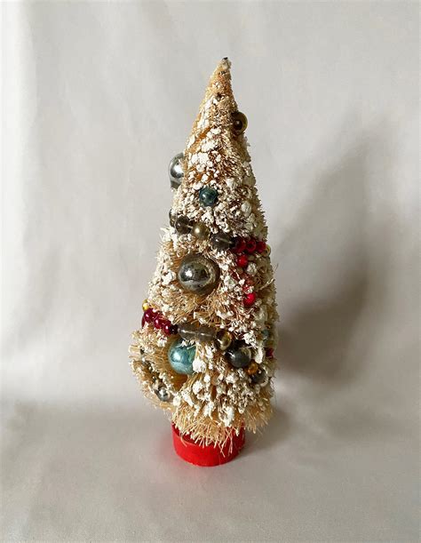 Vintage Bottle Brush Tree Mercury Glass Garland Flocked, 7" Putz ...