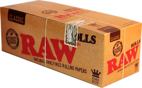 Raw Classic King Size Rolls Natural Unrefined Papers Box