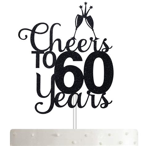 Buy ALPHA K BG Cheers To 60 Years 60th Birthday Cake Topper 60th