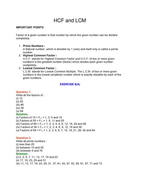 Hcf And Lcm Notes Ncertbooksolutions Important Points Factor Of A