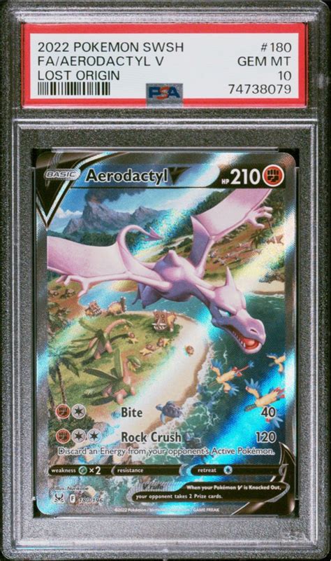 PSA 10 Gem Mint Aerodactyl V Alt Art 180 196 Lost Origin Pokemon TCG