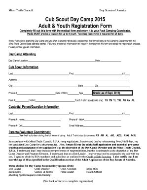 Fillable Online Councilspd Scouting Adult Youth Registration Form