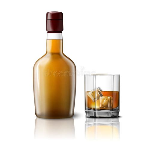 Realistic Whiskey Glass Mockup On White Background Stock Illustration