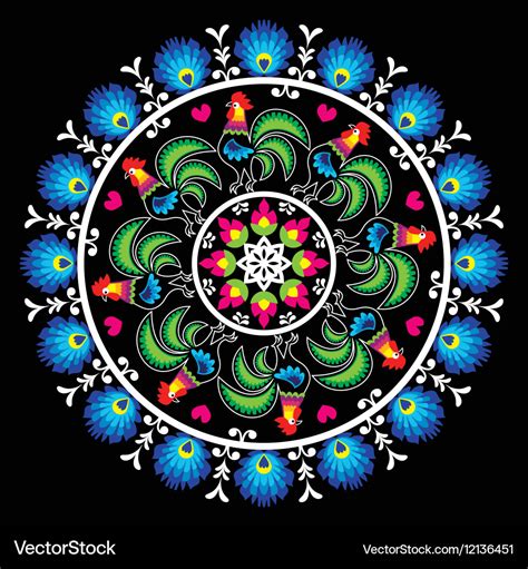 Polish traditional folk art pattern in circle Vector Image