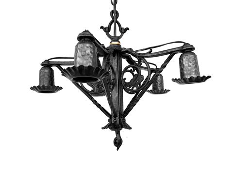 Arts And Crafts Chandelier Cast Iron Lightolier 1920s Etsy