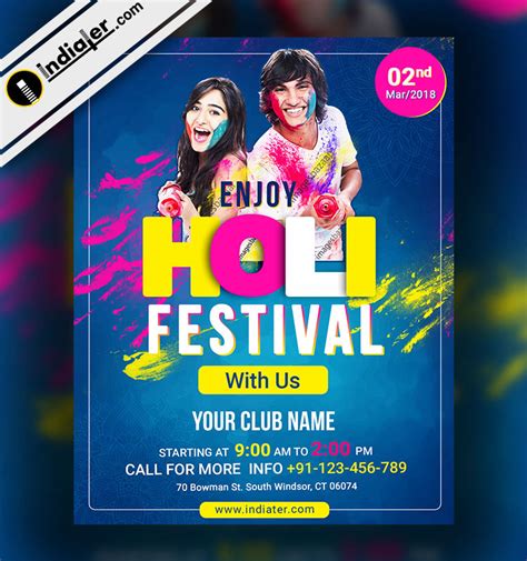 Free Happy Holi Celebration Event Flyer Template Psd Indiater