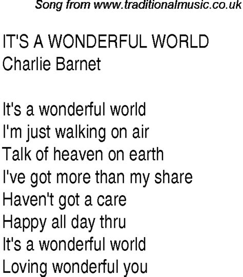 Top Songs Music Charts Lyrics For Its A Wondeerful World