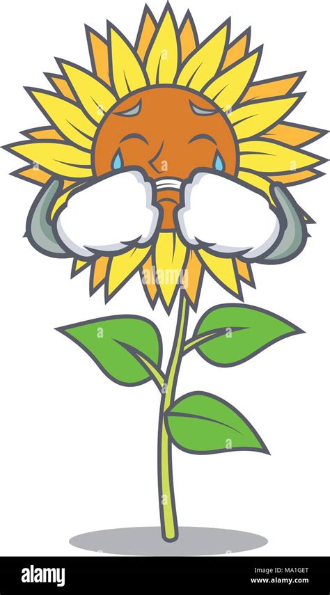 Girasol Llorando Mascota Estilo De Dibujos Animados Imagen Vector De