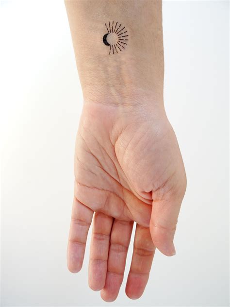 Sun And Moon Temporary Tattoo Set Of 4 Etsy