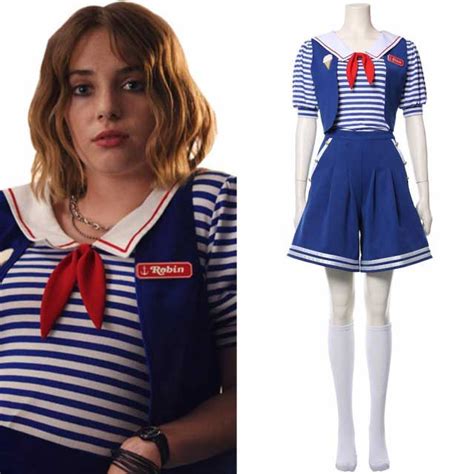 Stranger Things Season 3 Robin Scoops Ahoy Cosplay Costume For Adult